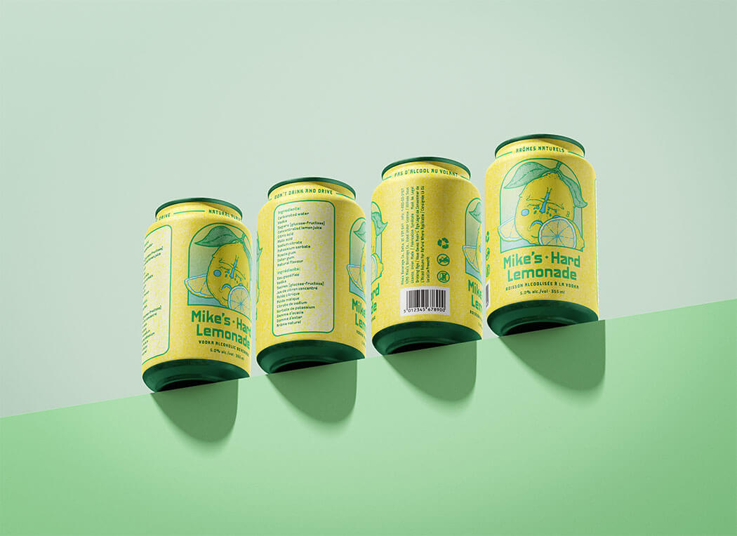 Mike's Hard Lemonade package design mocked-up on cans